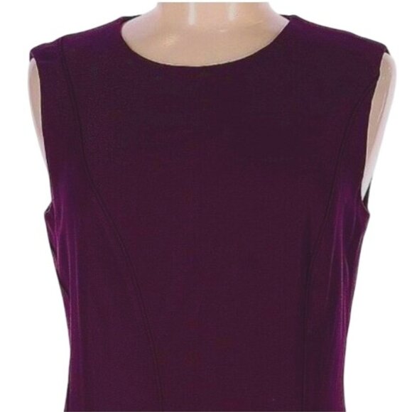 Hugo Boss Denesa Piped Sleeveless Sheath Dress 8 Burgundy Minimalistic - Picture 4 of 12